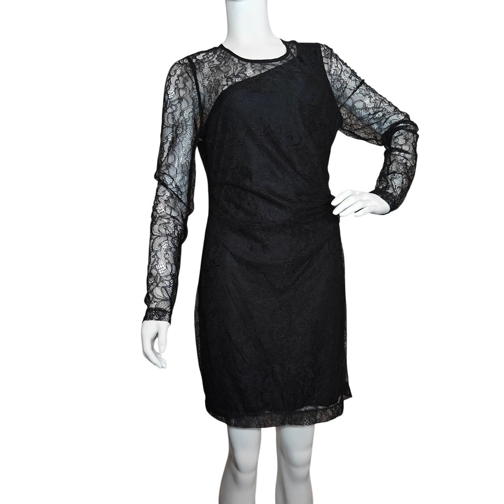 BCBGeneration Black Floral Lace Long Sleeve Cocktail Dress Size 10 NWT